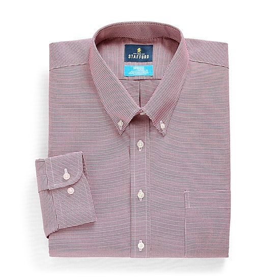 Stafford Coolmax All Season Ecomade Mens Regular Fit Stretch Fabric Wrinkle Free Long Sleeve Dress Shirt