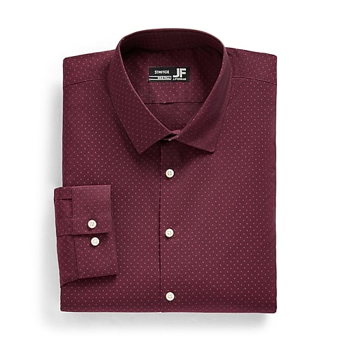 J. Ferrar Ultra Comfort Big and Tall Mens Regular Fit Stretch Fabric Wrinkle Free Long Sleeve Dress Shirt, 20-21 36-37, Red