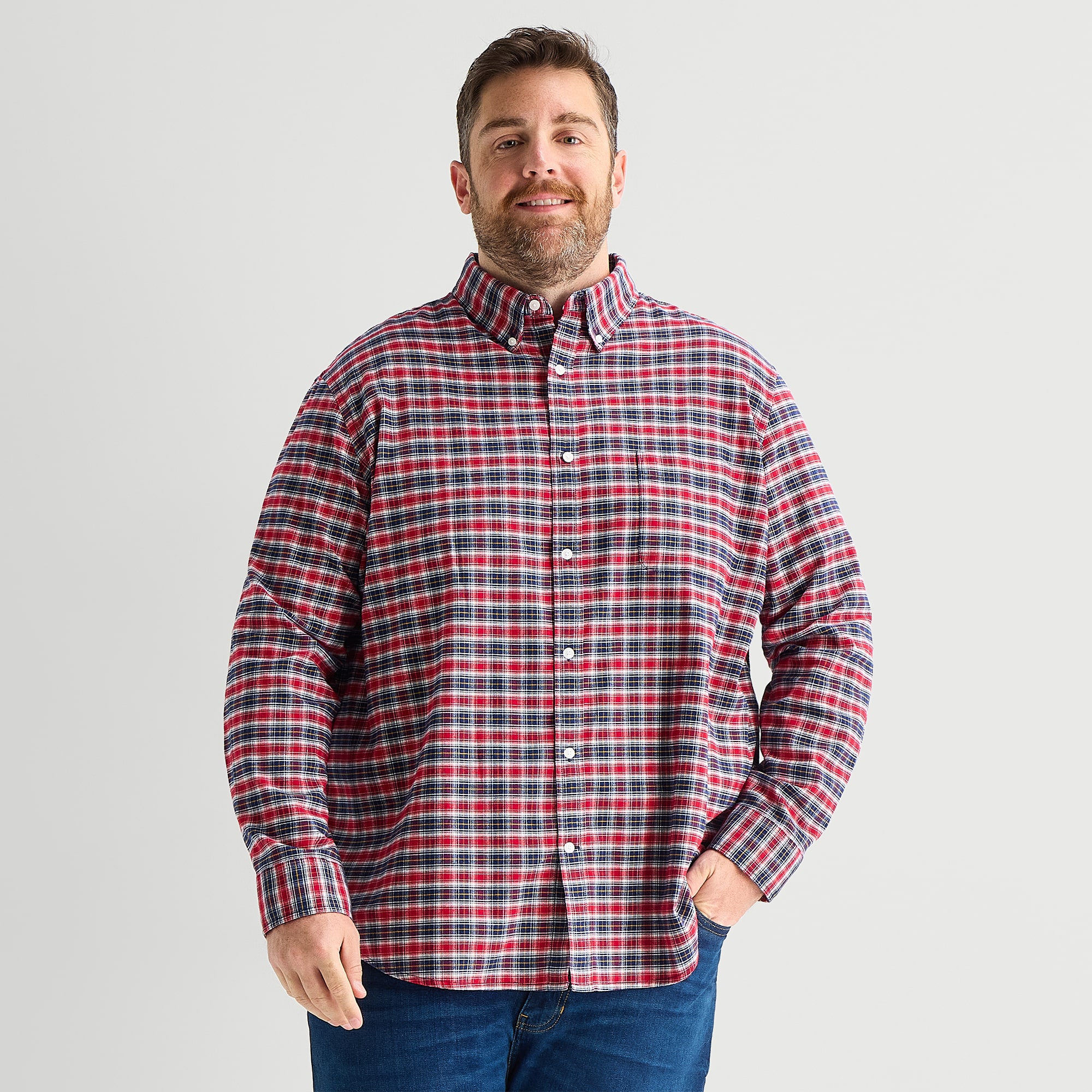 St. John's Bay Oxford Mens Long Sleeve Classic Fit Big and Tall Button-Down Shirt