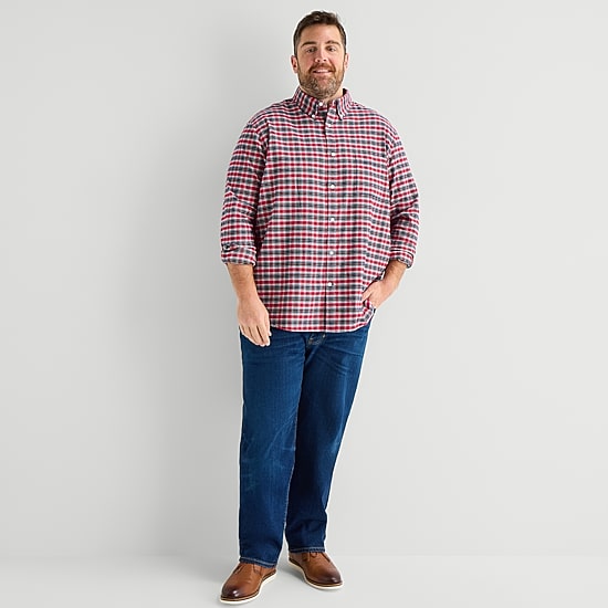 St. John's Bay Oxford Mens Long Sleeve Classic Fit Big and Tall Button-Down Shirt