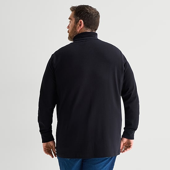 St. John's Bay Interlock Big and Tall Mens Long Sleeve Classic Fit Turtleneck
