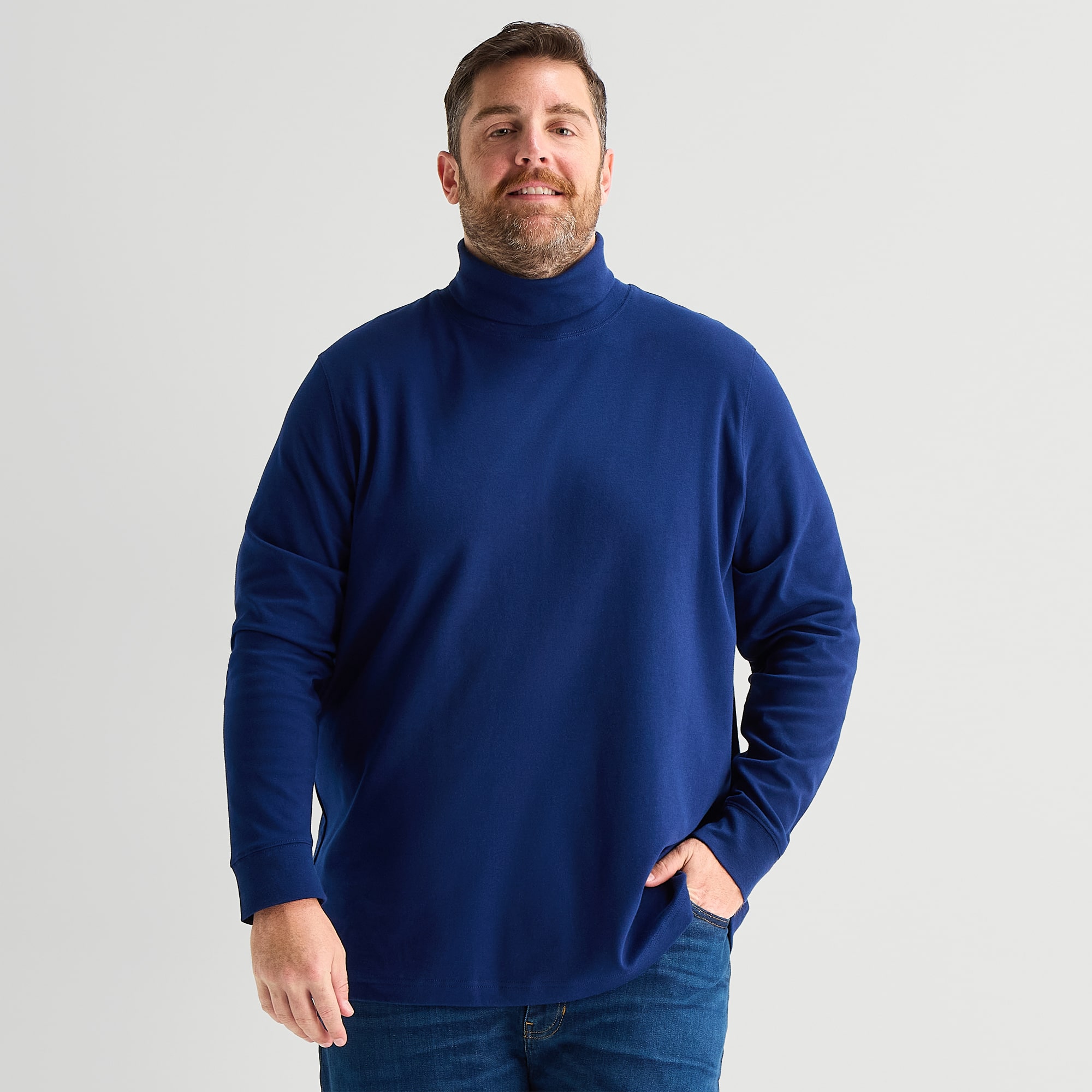 St. John's Bay Interlock Big and Tall Mens Long Sleeve Classic Fit Turtleneck