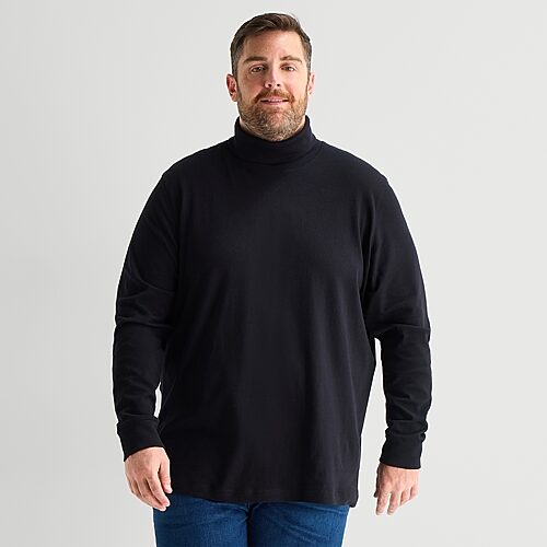St. John's Bay Interlock Big and Tall Mens Long Sleeve Classic Fit Turtleneck, Medium Tall, Black