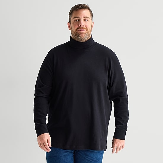 St. John's Bay Interlock Big and Tall Mens Long Sleeve Classic Fit Turtleneck