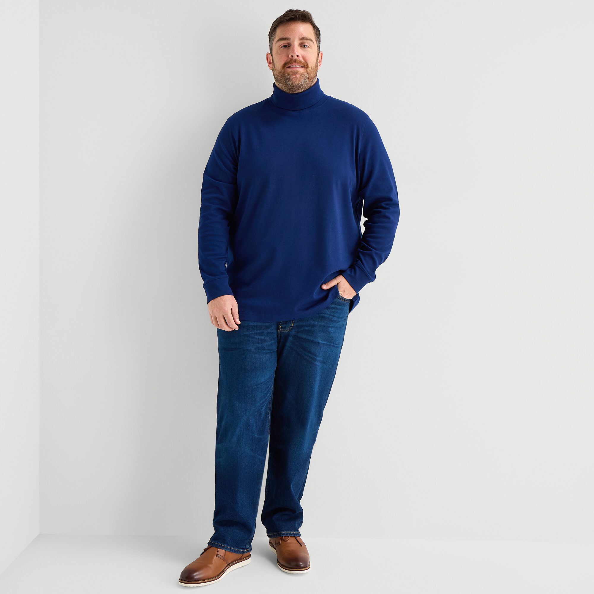 St. John's Bay Interlock Big and Tall Mens Long Sleeve Classic Fit Turtleneck