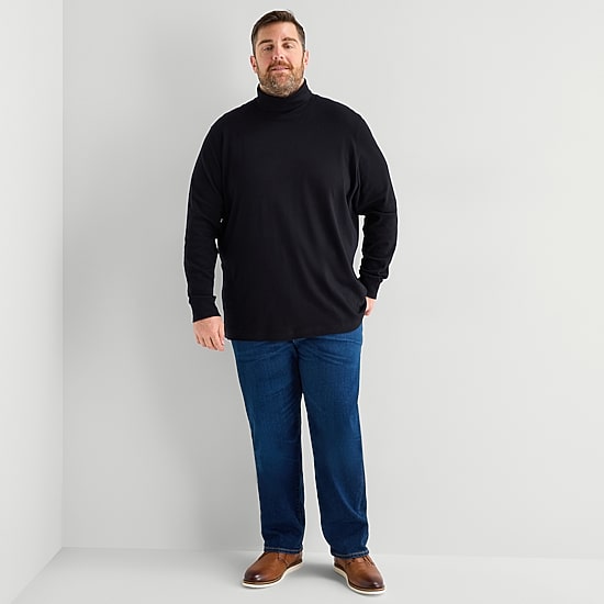 St. John's Bay Interlock Big and Tall Mens Long Sleeve Classic Fit Turtleneck