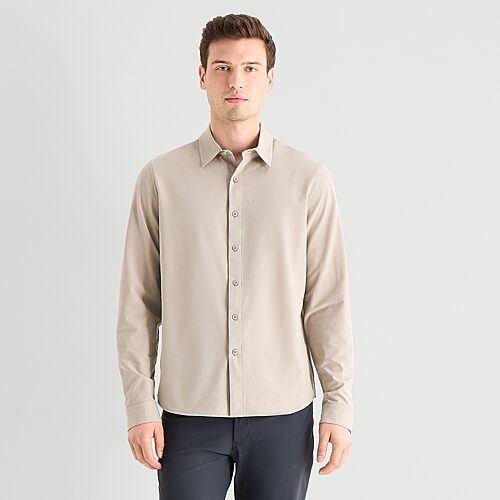 Stylus Mens Long Sleeve Regular Fit Button-down Shirt In Beige
