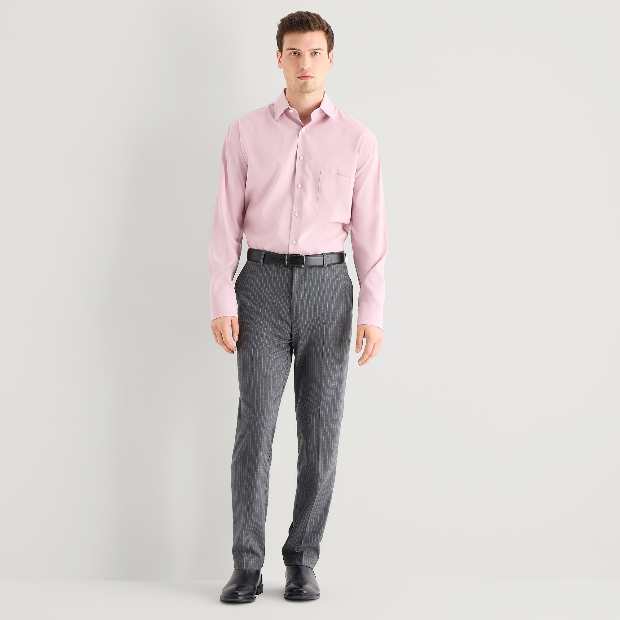 J. Ferrar Chalk Stripe Mens Straight Fit Dress Flat Front Pant