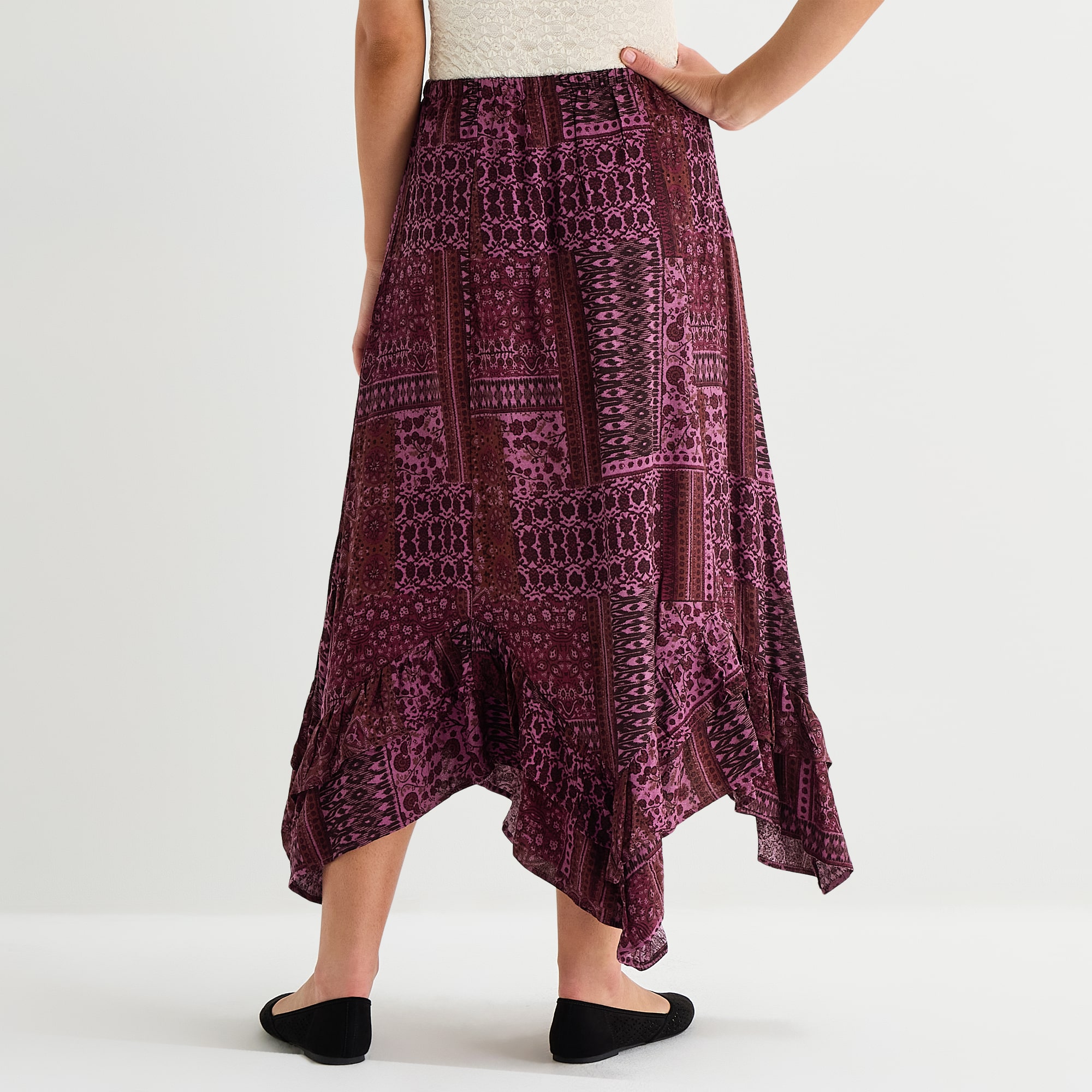 Arizona Womens Juniors Midi A-Line Skirt