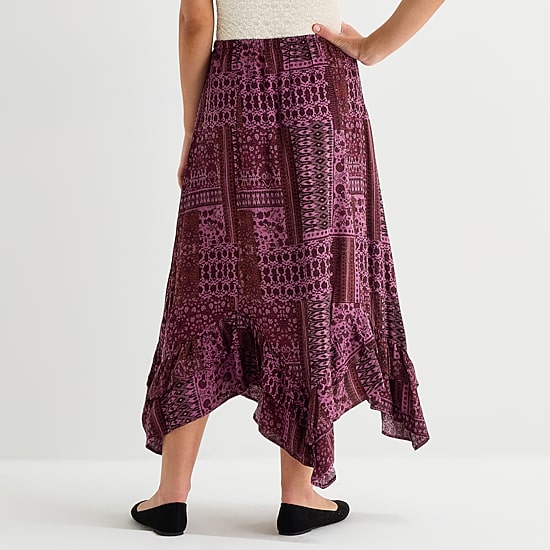 Arizona Womens Juniors Midi A-Line Skirt