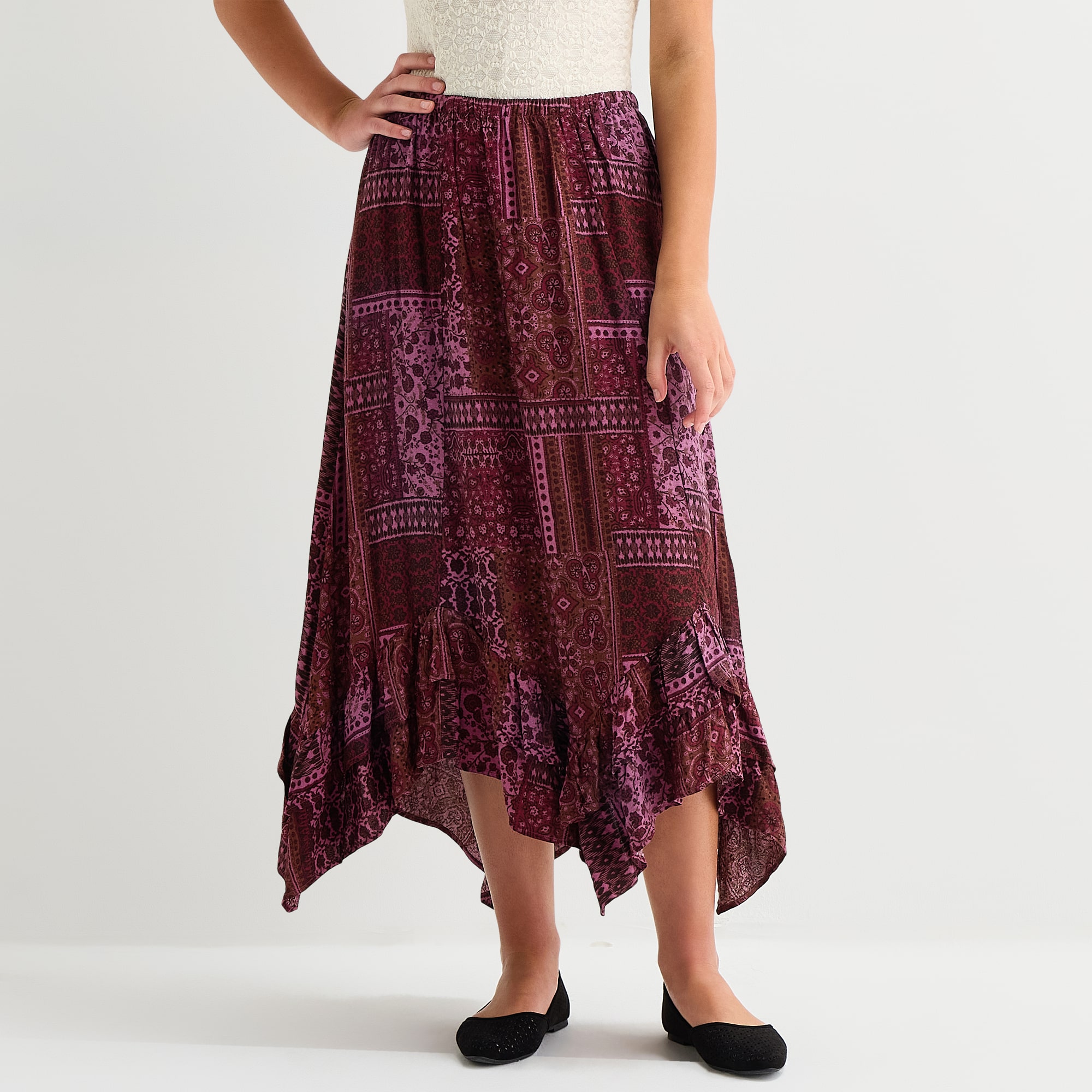 Arizona Womens Juniors Midi A-Line Skirt