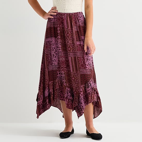 Arizona Womens Juniors Midi A-Line Skirt