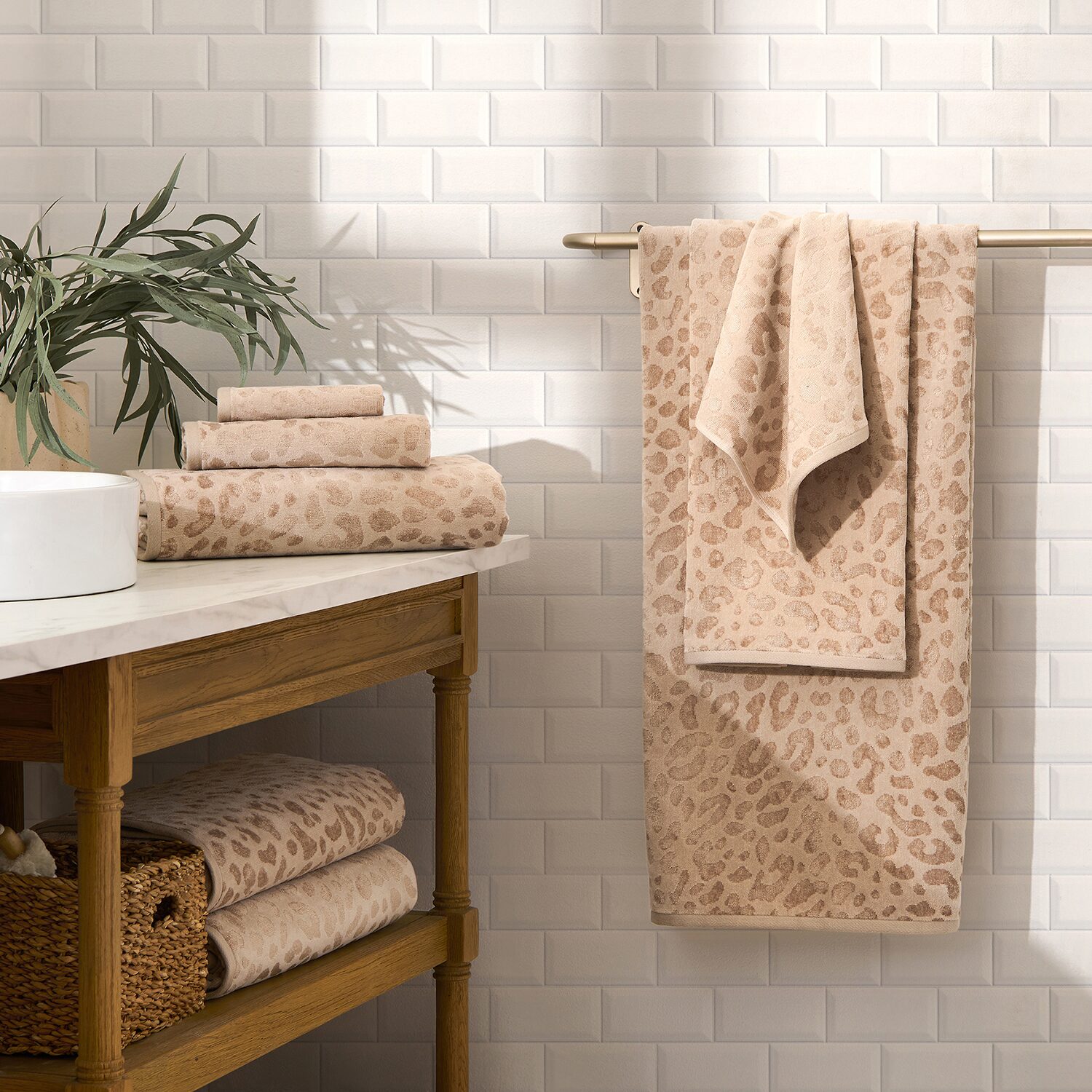 Fieldcrest Oversized Leopard Texturedl Bath Towel