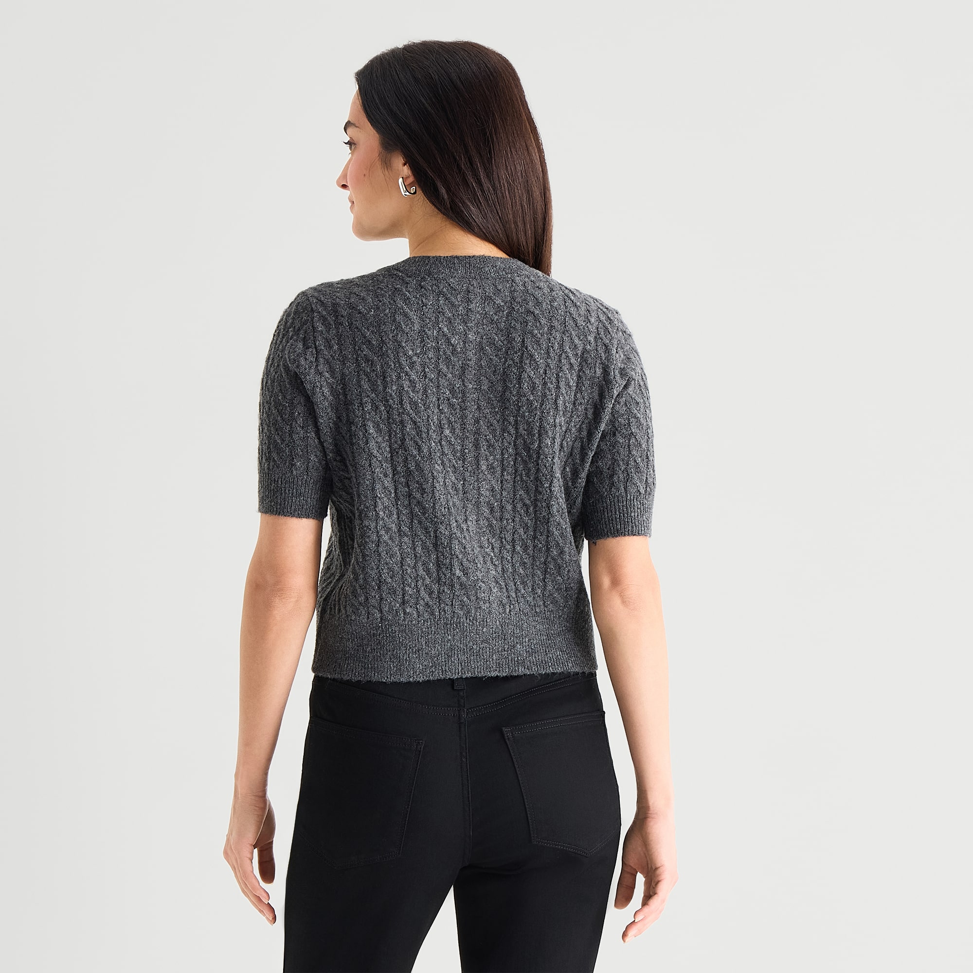 St. John's Bay Womens Short Sleeve Button Cardigan