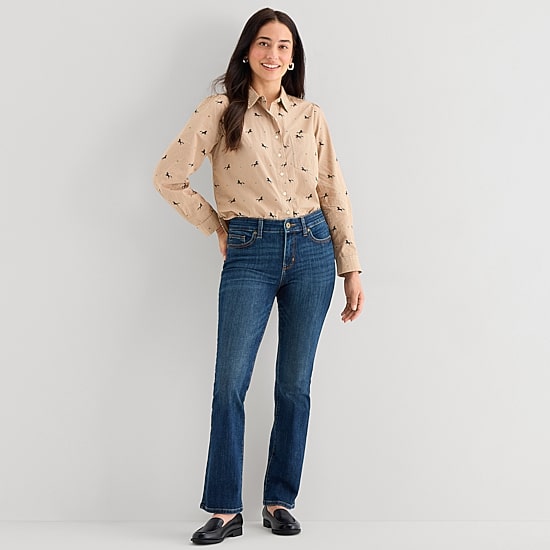 St. John's Bay Womens Long Sleeve Regular Fit Button-Down Shirt