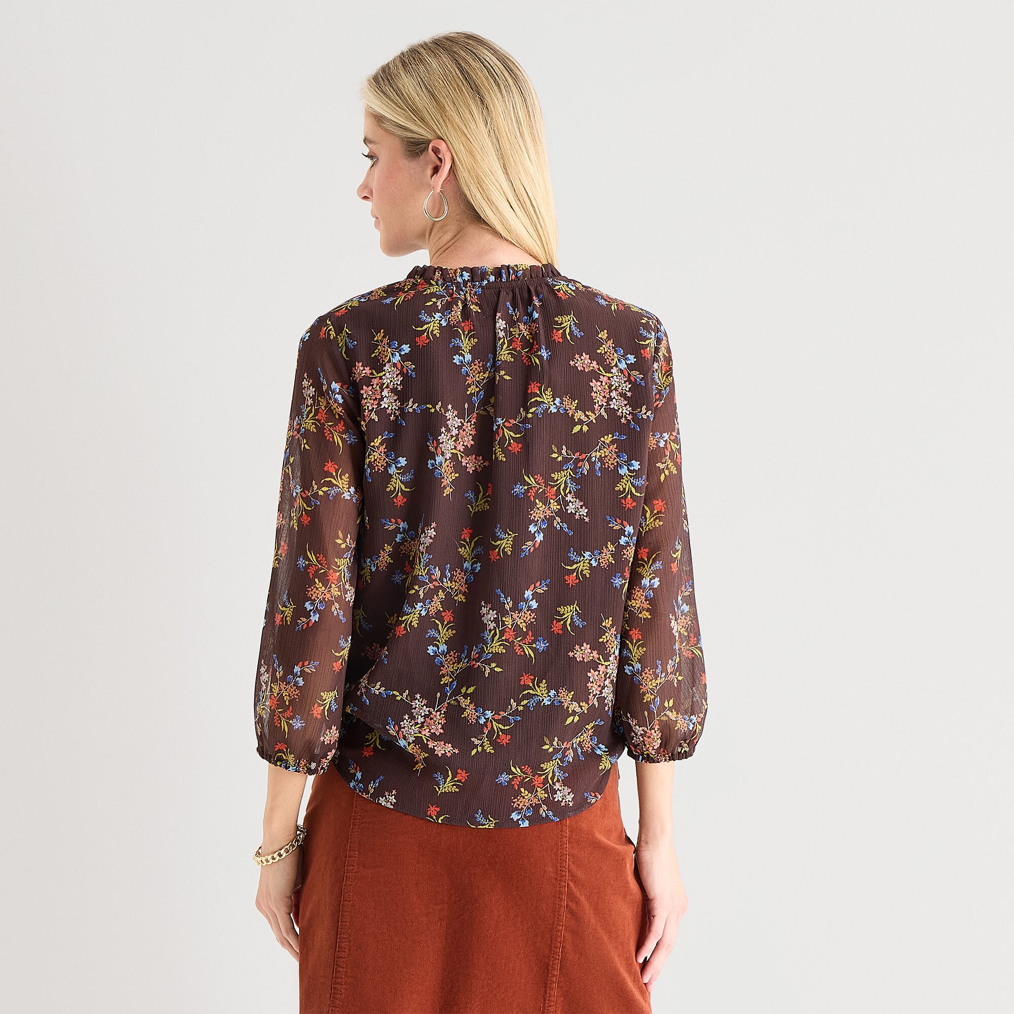 St. John's Bay Womens Split Crew Neck Long Sleeve Blouse