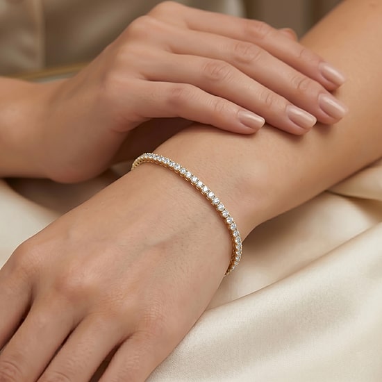 (F / Si2) Womens 2 CT. T.W. Lab Grown White Diamond 10K Gold 8 Inch Tennis Bracelet