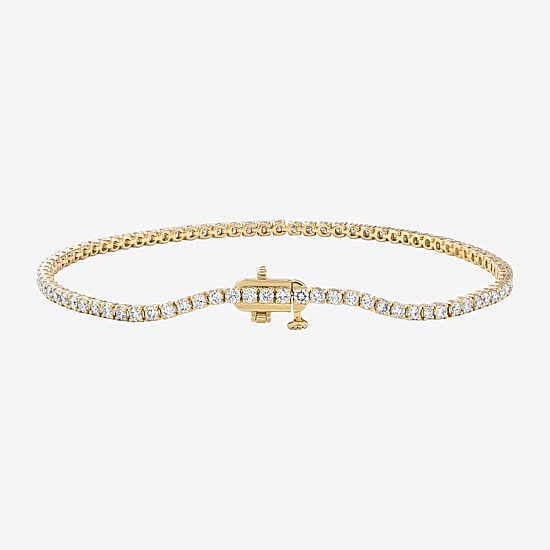 (F / Si2) Womens 2 CT. T.W. Lab Grown White Diamond 10K Gold 8 Inch Tennis Bracelet