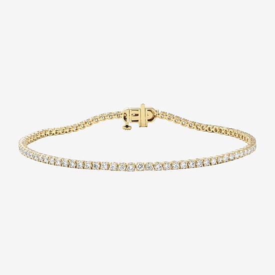 (F / Si2) Womens 2 CT. T.W. Lab Grown White Diamond 10K Gold 6 1/2 Inch Tennis Bracelet