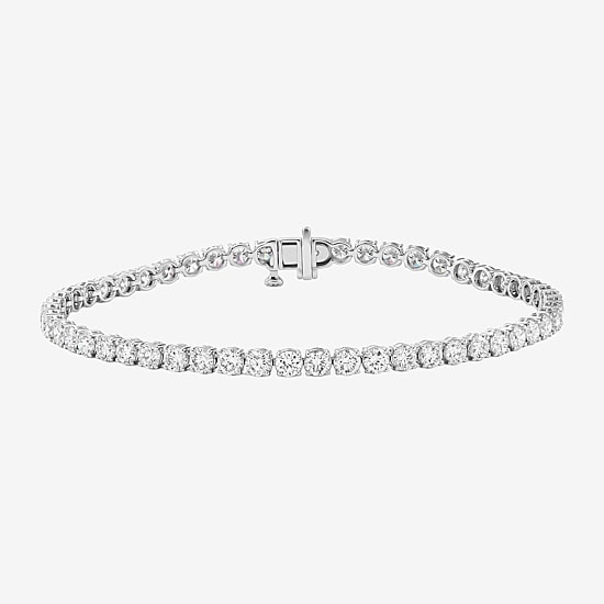 (F / Si2) Womens 4 CT. T.W. Lab Grown White Diamond 10K Gold 6 1/2 Inch Tennis Bracelet