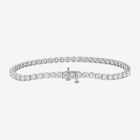 (F / Si2) Womens 6 CT. T.W. Lab Grown White Diamond 10K Gold 7.25 Inch Tennis Bracelet