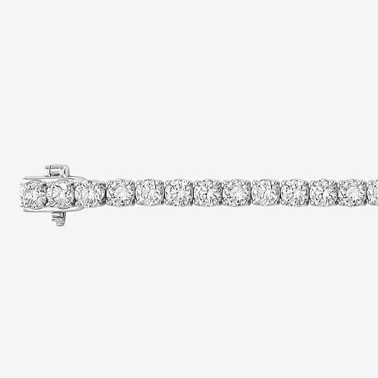 (F / Si2) Womens 6 CT. T.W. Lab Grown White Diamond 10K Gold 7.25 Inch Tennis Bracelet