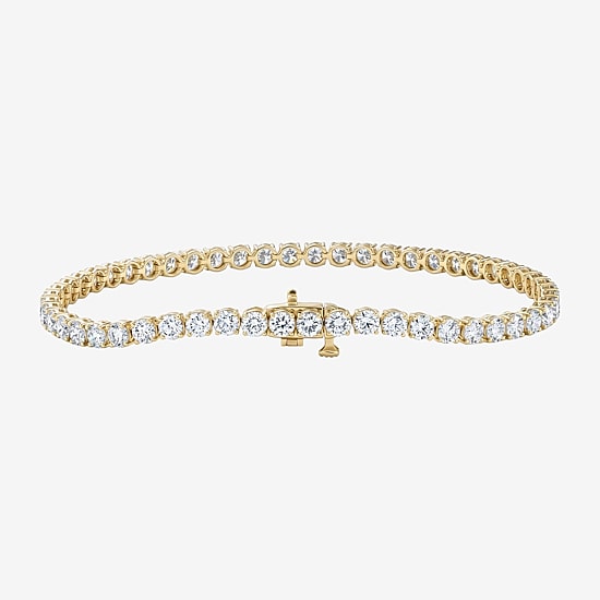 (F / Si2) Womens 6 CT. T.W. Lab Grown White Diamond 10K Gold 8 Inch Tennis Bracelet