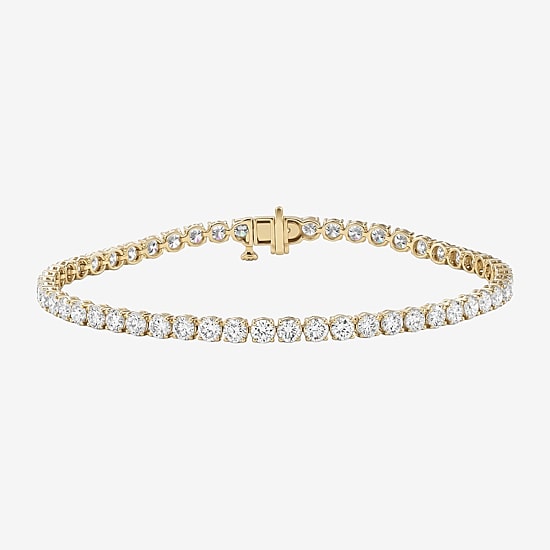 (F / Si2) Womens 6 CT. T.W. Lab Grown White Diamond 10K Gold 6 1/2 Inch Tennis Bracelet
