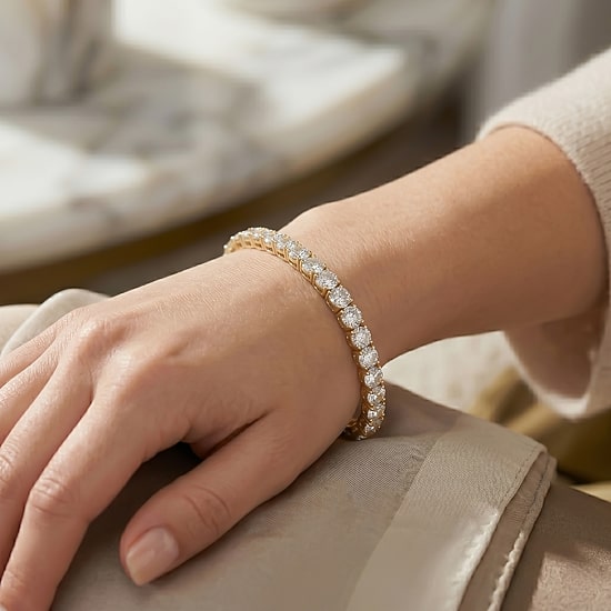 (F / Si2) Womens 7 Ct.T.W. Lab Grown White Diamond 10K Gold 6 1/2 Inch Tennis Bracelet
