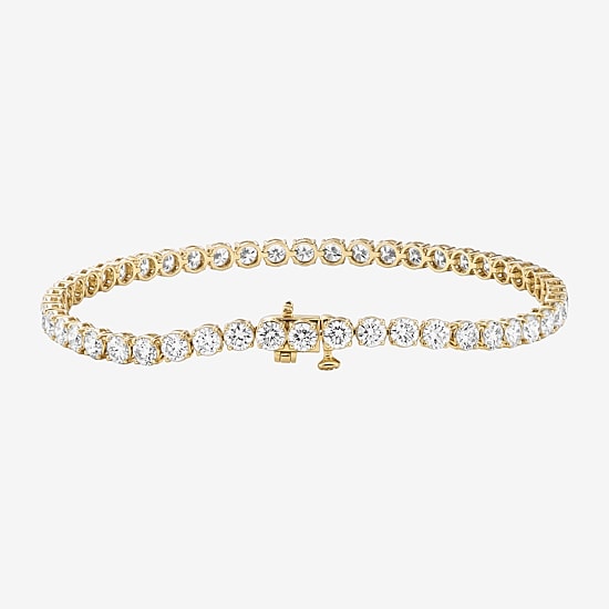 (F / Si2) Womens 7 Ct.T.W. Lab Grown White Diamond 10K Gold 6 1/2 Inch Tennis Bracelet