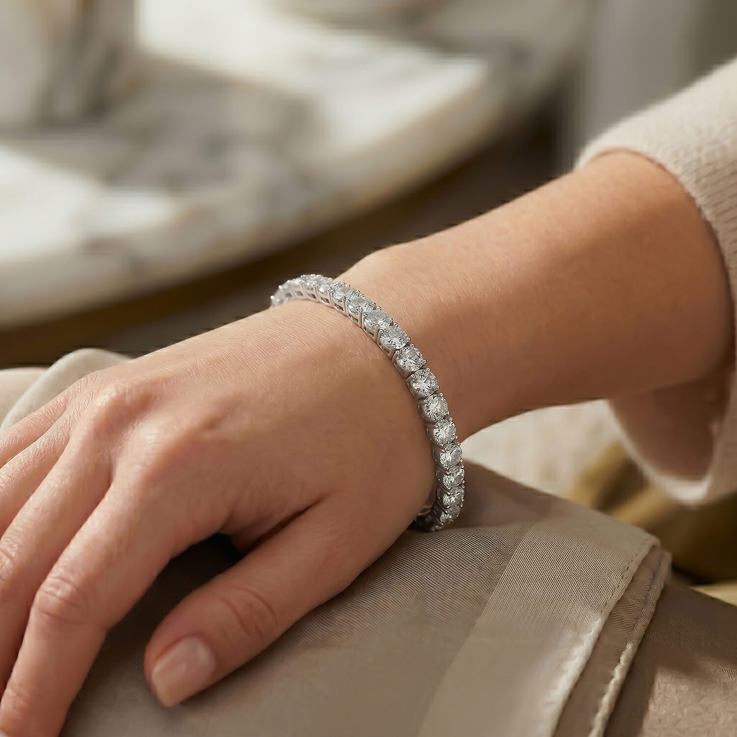 F / Si2) Womens Ct.T.W. Lab Grown White Diamond 10K Gold / Inch Tennis Bracelet