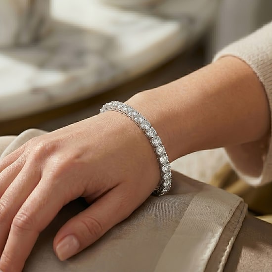 (F / Si2) Womens 7 Ct.T.W. Lab Grown White Diamond 10K Gold 7.25 Inch Tennis Bracelet