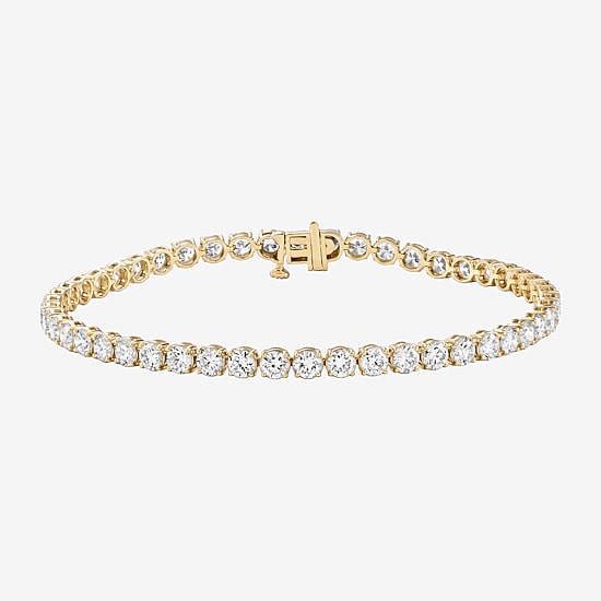 (F / Si2) Womens 7 Ct.T.W. Lab Grown White Diamond 10K Gold 8 Inch Tennis Bracelet