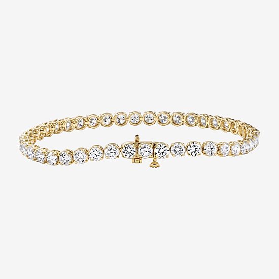 (F / Si2) Womens 8 Ct.T.W. Lab Grown White Diamond 10K Gold 6 1/2 Inch Tennis Bracelet