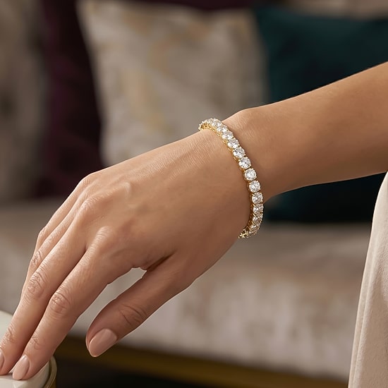 (F / Si2) Womens 12 Ct.T.W. Lab Grown White Diamond 10K Gold 8 Inch Tennis Bracelet