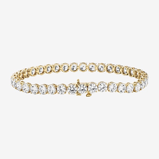 (F / Si2) Womens 12 Ct.T.W. Lab Grown White Diamond 10K Gold 8 Inch Tennis Bracelet