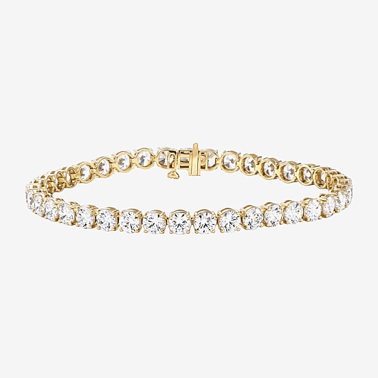 (F / Si2) Womens 12 Ct.T.W. Lab Grown White Diamond 10K Gold 8 Inch Tennis Bracelet
