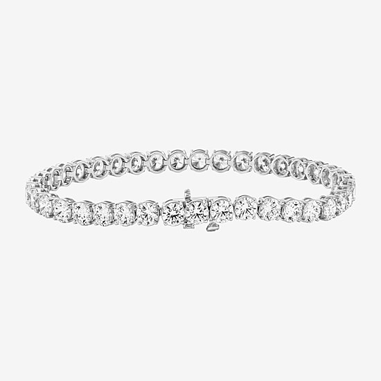 (F / Si2) Womens 12 Ct.T.W. Lab Grown White Diamond 10K Gold 6 1/2 Inch Tennis Bracelet