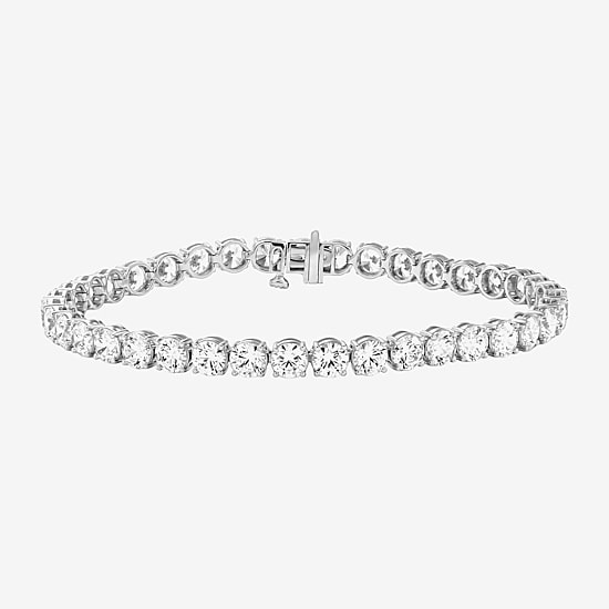 (F / Si2) Womens 12 Ct.T.W. Lab Grown White Diamond 10K Gold 6 1/2 Inch Tennis Bracelet