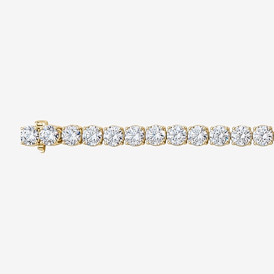 (F / Si2) Womens 12 Ct.T.W. Lab Grown White Diamond 10K Gold Round 7.25 Inch Tennis Bracelet