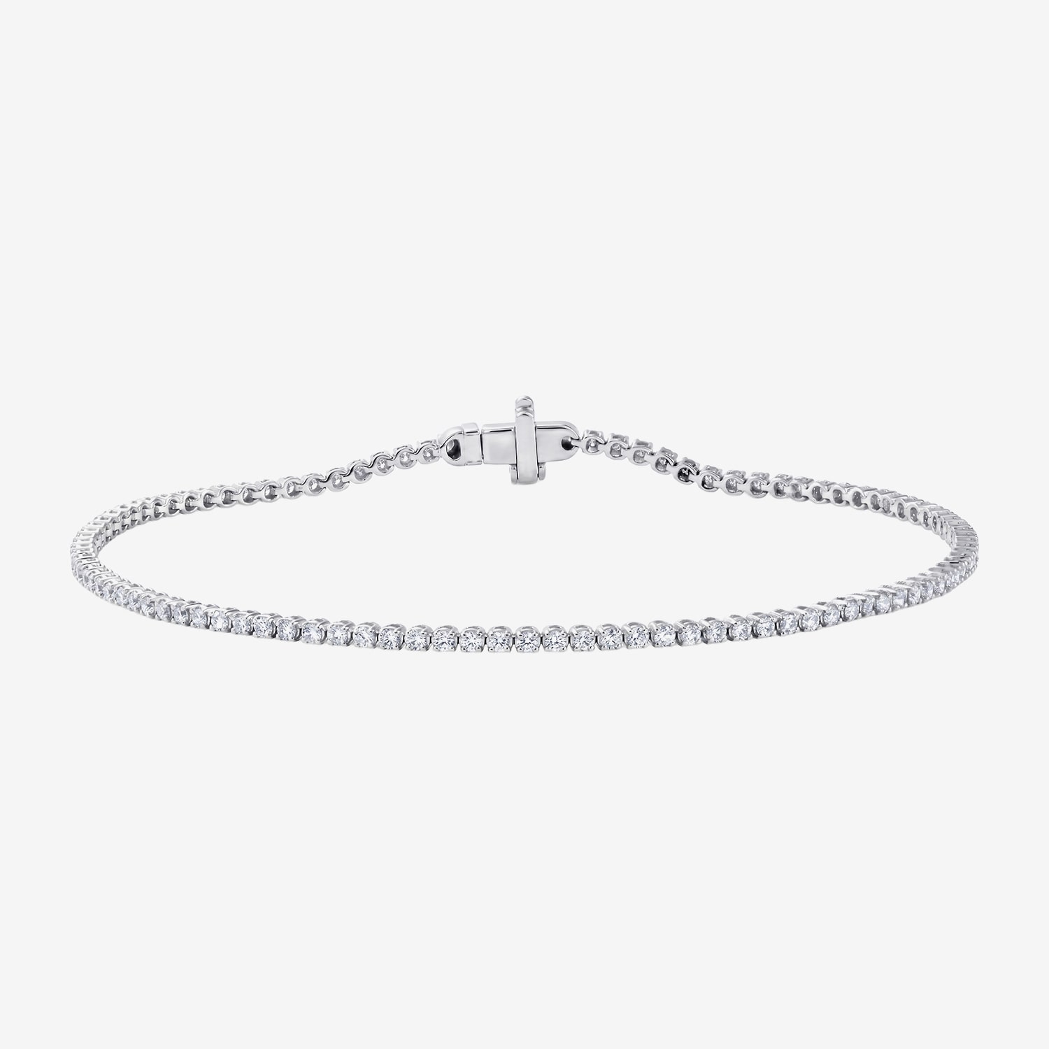 F / Si2) Womens 1 CT. T.W. Lab Grown White Diamond 10K Gold Round 1/ Inch Tennis Bracelet