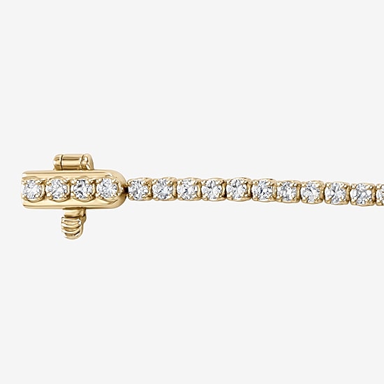 (F / Si2) Womens 1 CT. T.W. Lab Grown White Diamond 10K Gold Round 8 Inch Tennis Bracelet
