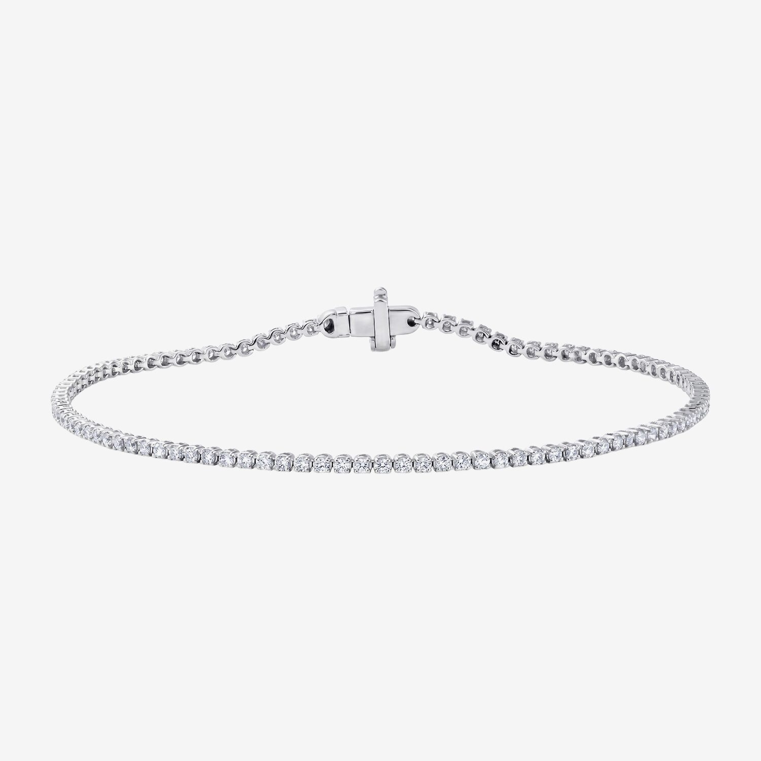 F / Si2) Womens 1 CT. T.W. Lab Grown White Diamond 10K Gold Round Inch Tennis Bracelet