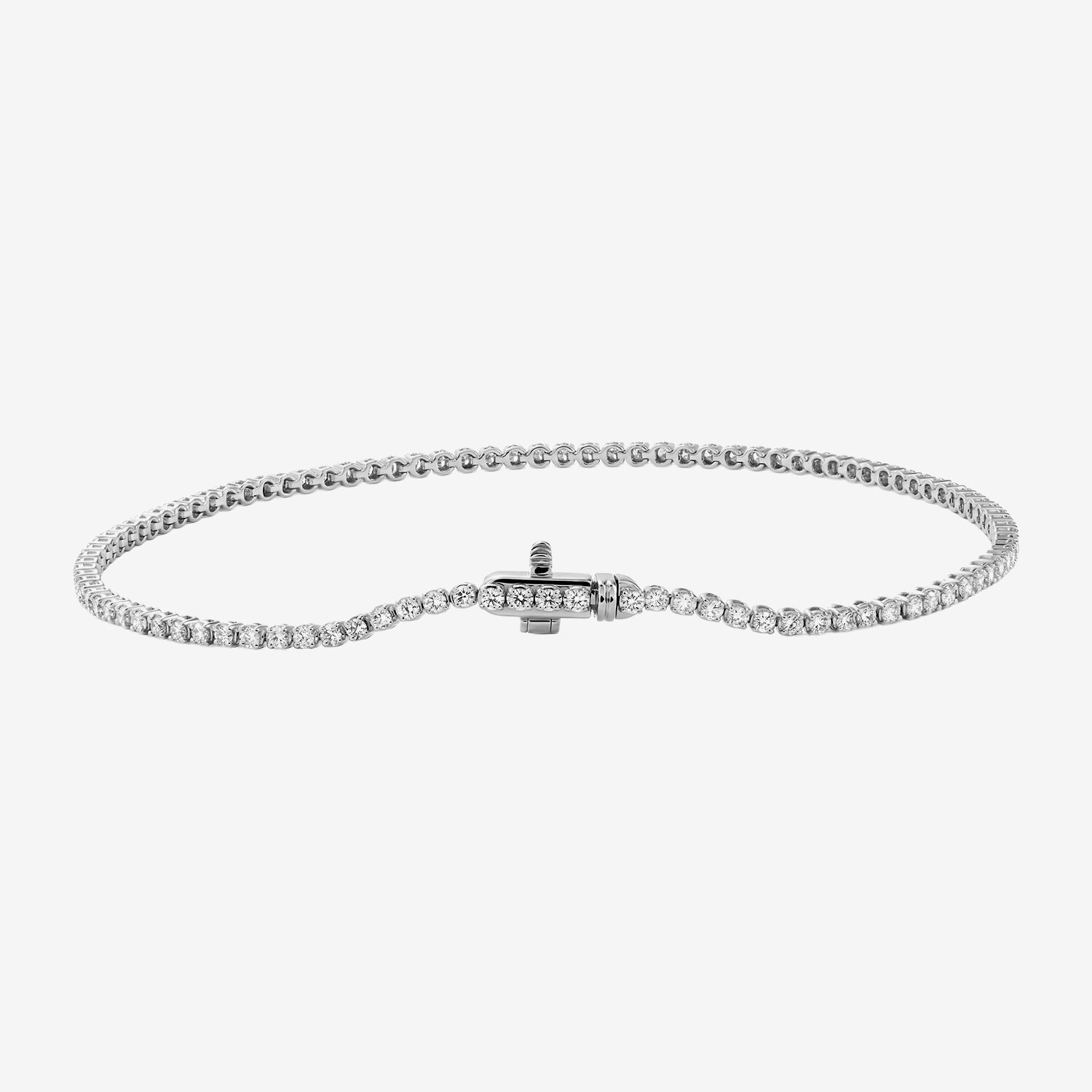 (F / Si2) Womens 1 CT. T.W. Lab Grown White Diamond 10K Gold Round 7.25 Inch Tennis Bracelet