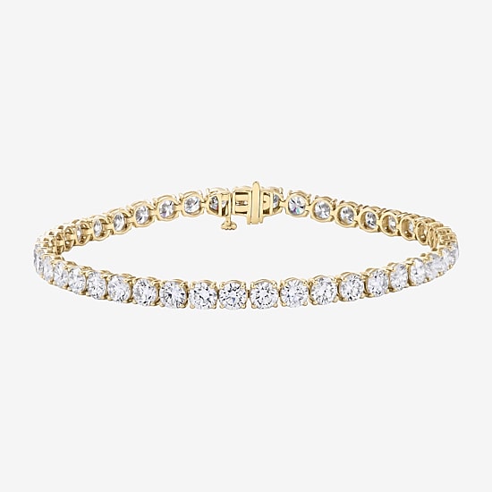 (F / Si2) Womens 10 Ct.T.W. Lab Grown White Diamond 10K Gold Round 6 1/2 Inch Tennis Bracelet