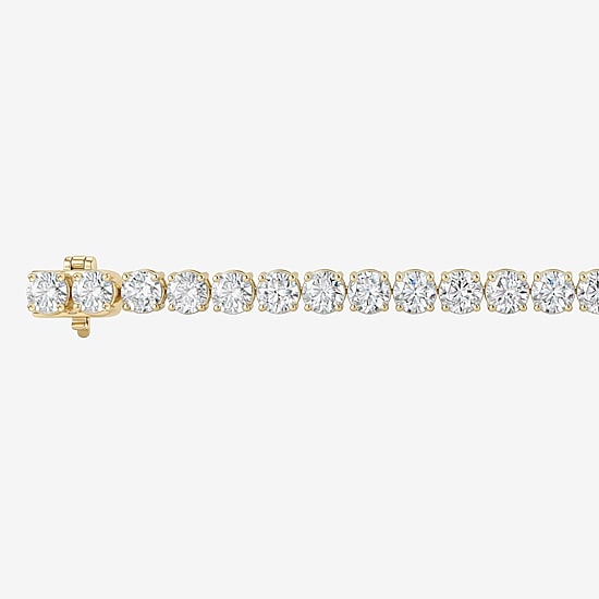 (F / Si2) Womens 10 Ct.T.W. Lab Grown White Diamond 10K Gold Round 6 1/2 Inch Tennis Bracelet
