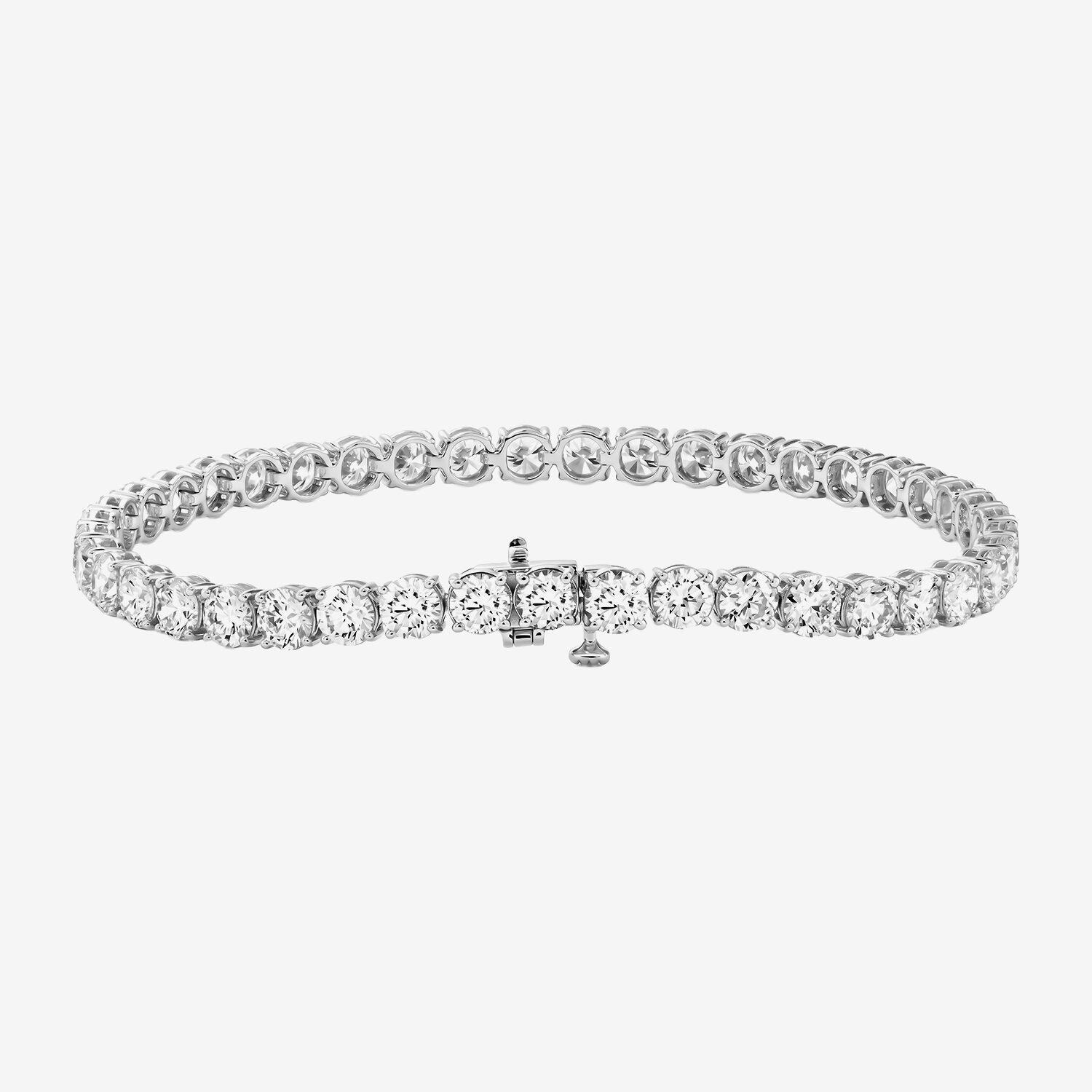(F / Si2) Womens 10 Ct.T.W. Lab Grown White Diamond 10K Gold Round 8 Inch Tennis Bracelet
