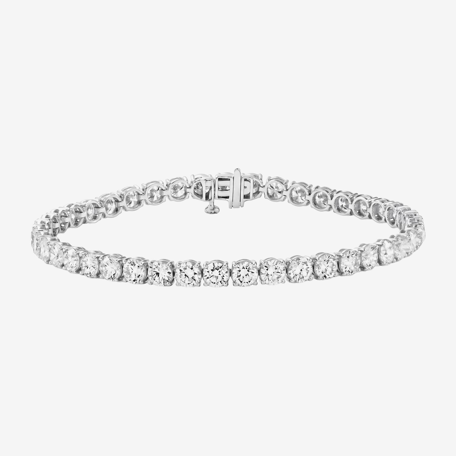 (F / Si2) Womens 10 Ct.T.W. Lab Grown White Diamond 10K Gold Round 8 Inch Tennis Bracelet