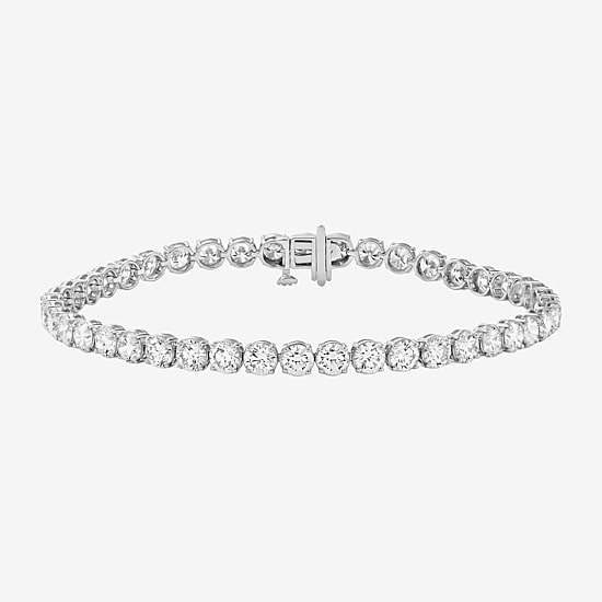 (F / Si2) Womens 8 Ct.T.W. Lab Grown White Diamond 10K Gold 7.25 Inch Tennis Bracelet