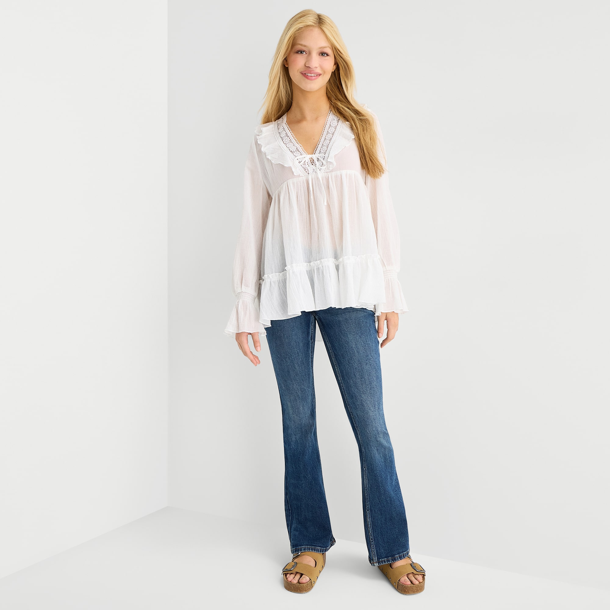 Arizona Juniors Womens V Neck Long Sleeve Tunic Top